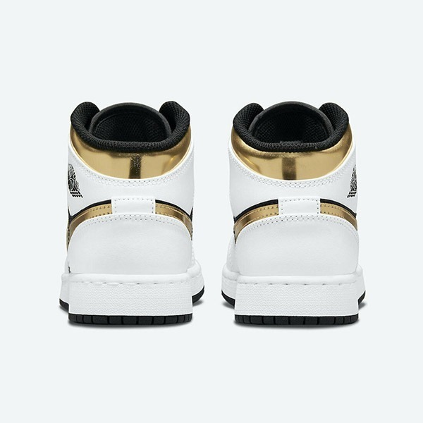 Nike Jordan 1 Mid White Gold Black GS 554725
