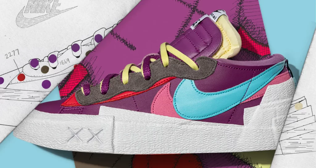 Nike Sacai x Kaws blazer low purple shoes